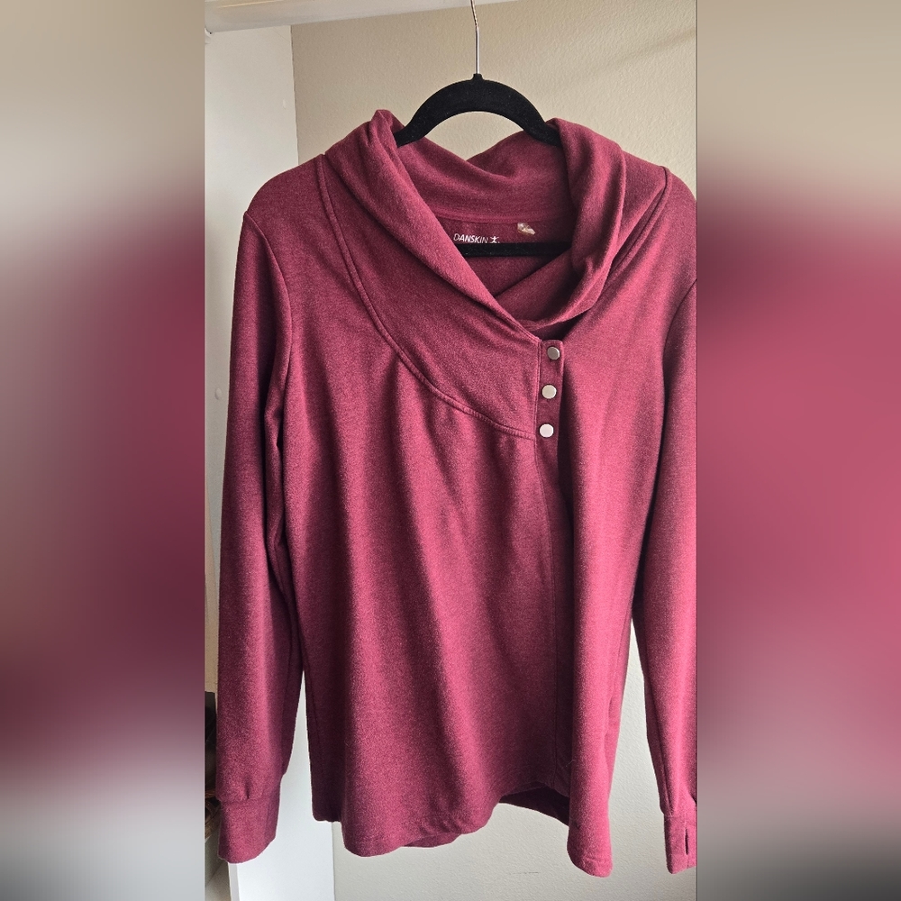 Danskin burgandy faux wrap cardigan, XL